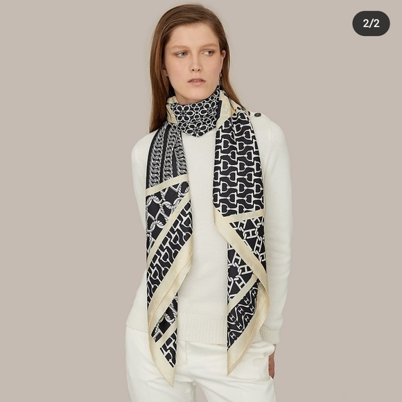 Hermes Accessories - ❌SOLD - EBAY❌ Hermes Neutral Carre En Cravates Silk Scarf 140